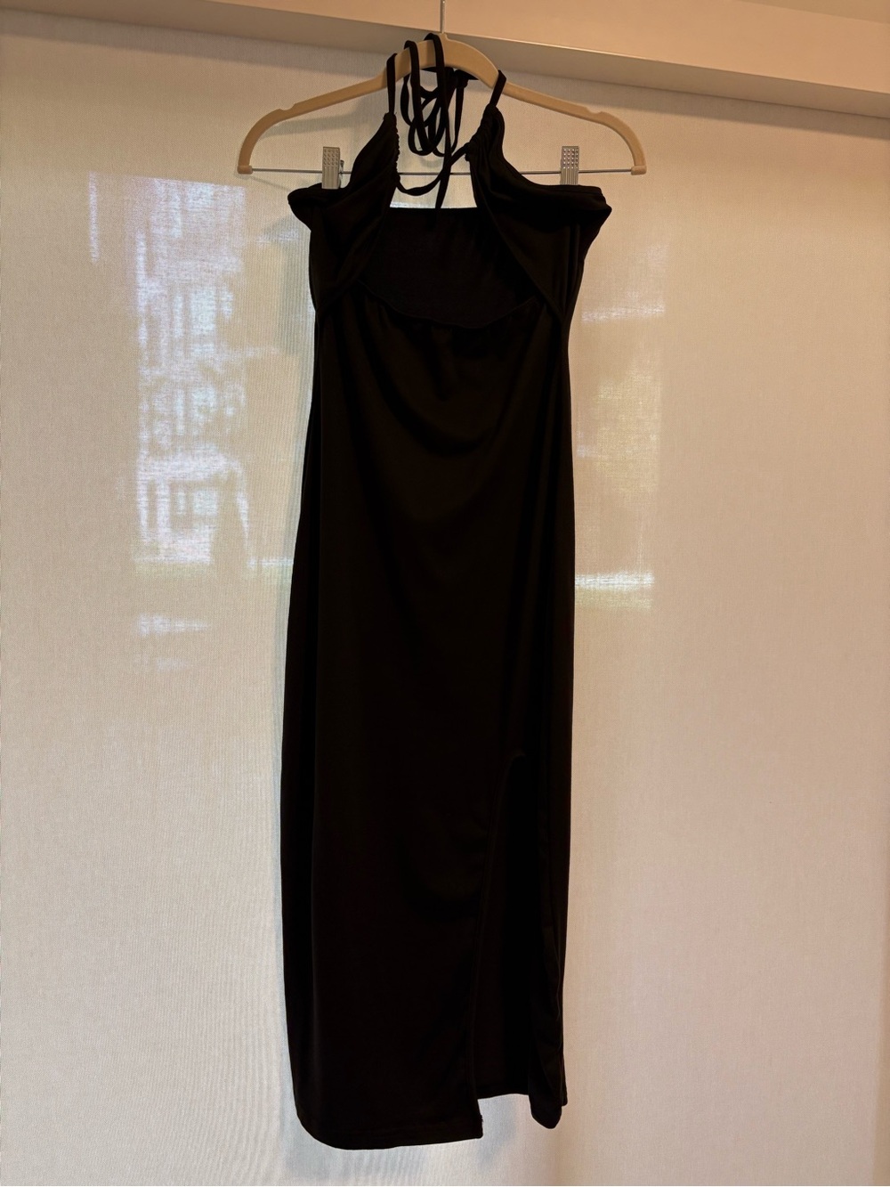 SHEIN Black Strapless Cutout Dress with Thigh Slit - Picture 2 of 2